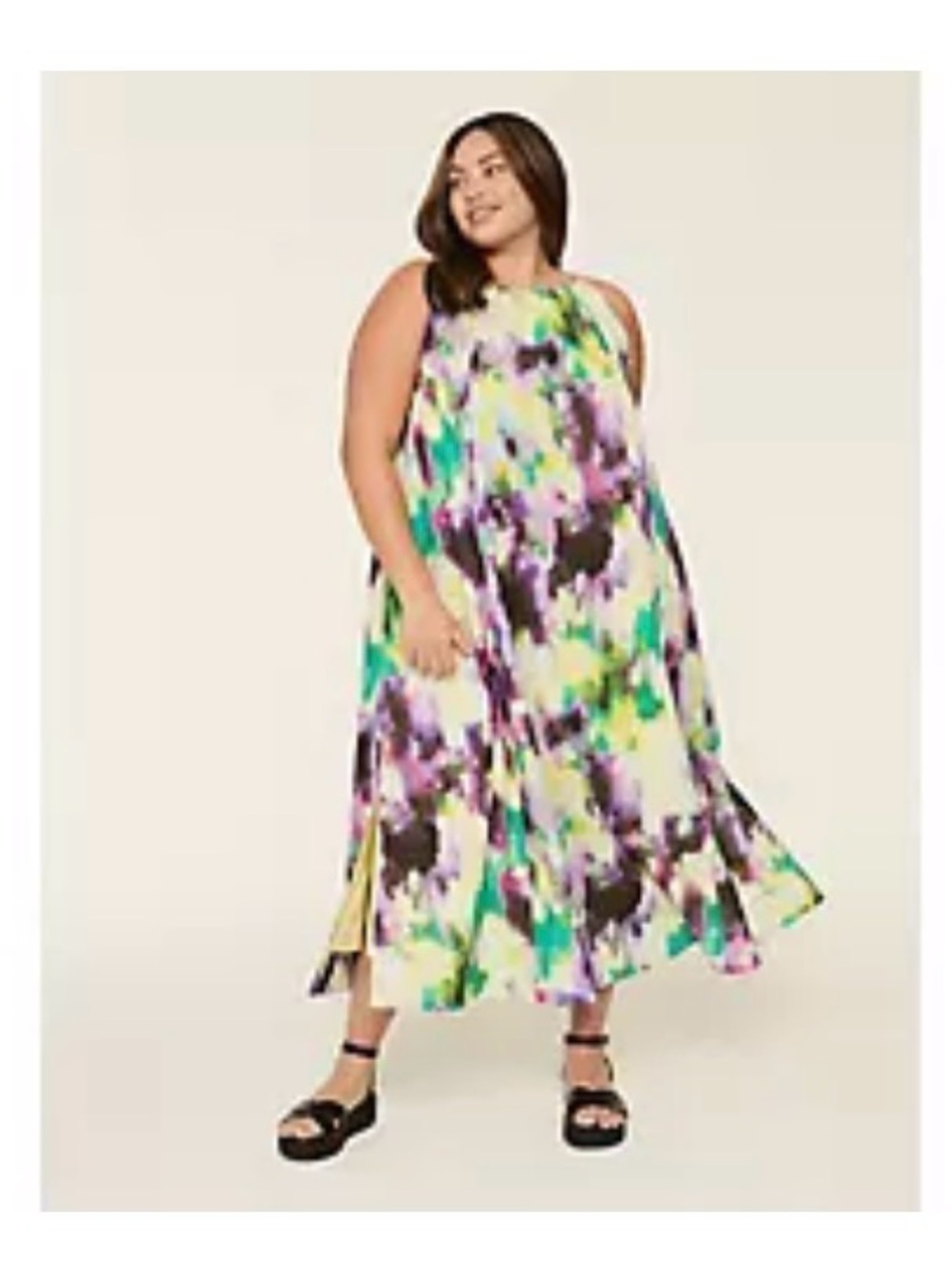 Lane Bryant Multicolor Floral Halter Maxi Dress